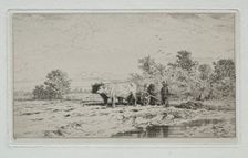 Landscape, Labourers, 1845. Creator: Charles-Émile Jacque (French, 1813-1894)