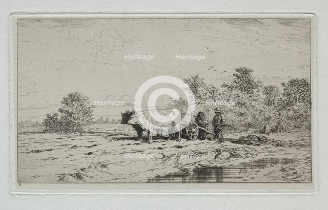 Landscape, Labourers, 1845. Creator: Charles-Émile Jacque (French, 1813-1894).