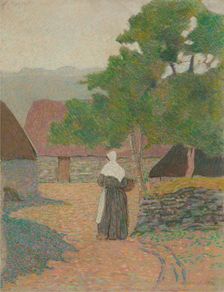 Landscape. Peasant woman going to her farm, 1887. Creator: Delavallée, Henri (1862-1943)