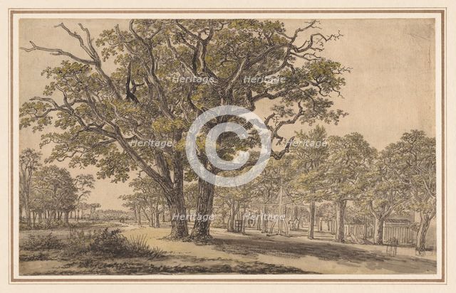 Landscape (recto) Two Views of Paris (verso) , first half 1800s. Creator: Georges Michel (French, 1763-1843).