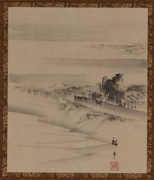 Landscape: river, town and mist, Edo period, 19th century. Creator: Utagawa Hiroshige II