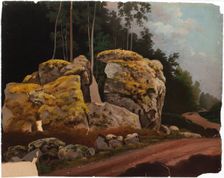 Landscape Study, Mossy Rocks at Roadside. Creator: Magnus von Wright