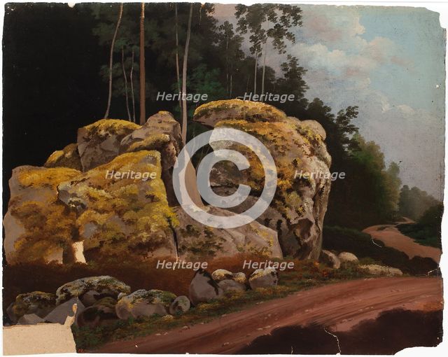Landscape Study, Mossy Rocks at Roadside. Creator: Magnus von Wright.