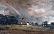 Landscape Study: Cottage and Rainbow, 12 July 1829. Creator: John Constable