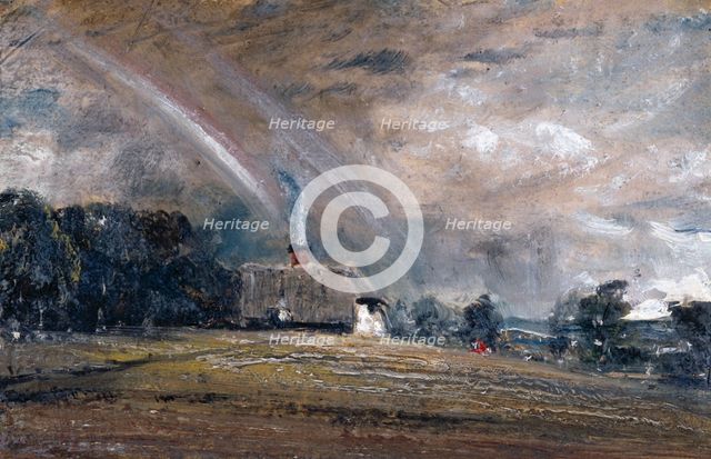 Landscape Study: Cottage and Rainbow, 12 July 1829. Creator: John Constable.