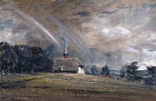 Landscape Study: Cottage and Rainbow, 12 July 1829. Creator: John Constable