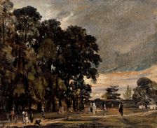 Landscape Study: Figures by a Clump of Trees, c1823. Creator: John Constable