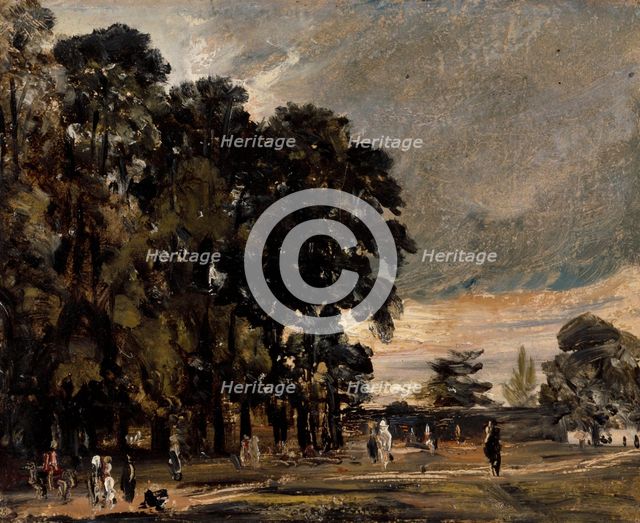 Landscape Study: Figures by a Clump of Trees, c1823. Creator: John Constable.