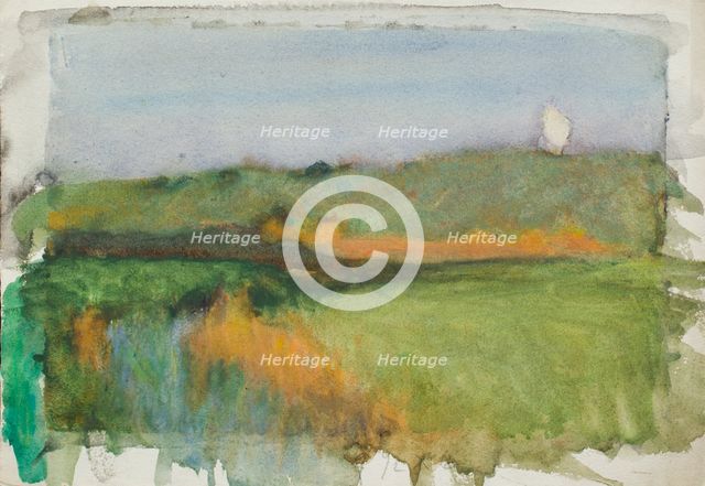 Landscape study with a low sun,  c1875-1944. Creator: George Clausen.