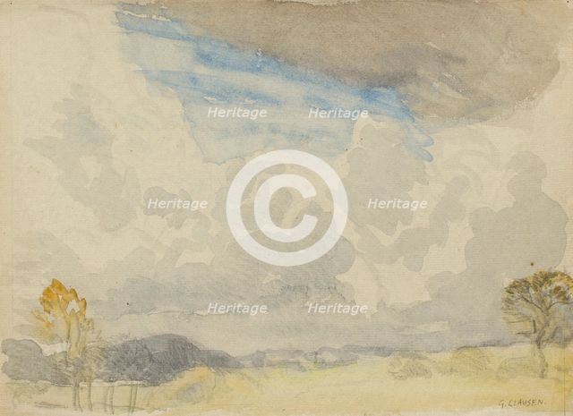Landscape study with expansive sky, c1875-1944. Creator: George Clausen.