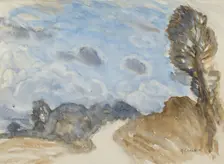 Landscape study with lane and cloudy sky, c1875-1944. Creator: George Clausen