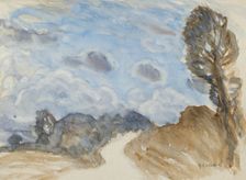 Landscape study with lane and cloudy sky, c1875-1944. Creator: George Clausen