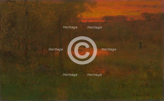 Landscape, Sunset, 1887/89. Creator: George Inness.