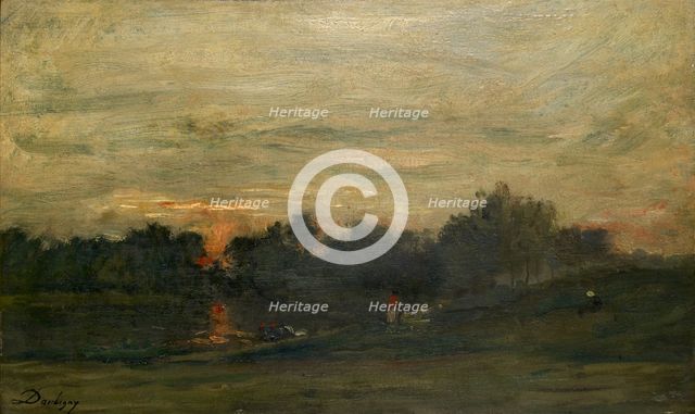 Landscape: Sunset, mid 19th century. Artist: Charles Francois Daubigny.