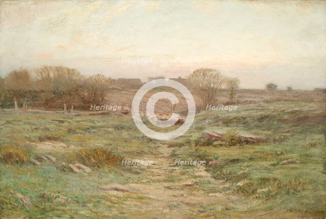 Landscape (Sheep in the Valley) (image 1 of 2), 1900. Creator: Dwight William Tryon.