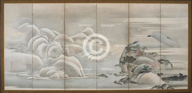 Landscape: two of the four seasons; autumn and winter, Edo period, late 18th-early 19th century. Creator: Hishikawa Sori.