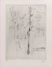 Landscape (Tree-trunks near a River), 1888. Creator: Berthe Morisot
