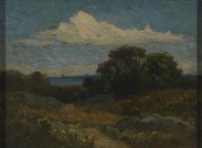 Landscape (trees and rocks by lake). Creator: Edward Mitchell Bannister