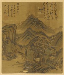 Landscape: trees, houses and a stream among hills, Ming dynasty, 1368-1644. Creator: Unknown