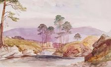 Landscape-Trees, Pond and Hills, c1840s. Creator: John Phillip