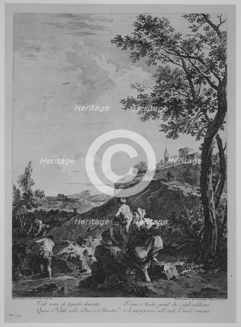 Landscape, "Vedi costei di liquido elemento...", 1762. Creator: Francesco Bartolozzi.