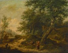 Landscape with Cottage and Travelers, 19th century. Creator: Unknown