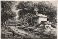 Landscape with Cottage (recto), c. 1820s. Creator: Thomas Monro (British, 1759-1833)