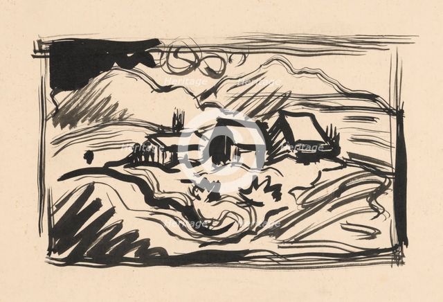 Landscape with cottages, 1940-1944. Creator: Arnold Peter Weisz-Kubincan.