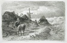 Landscape with Cottages and Windmill, 1862. Creator: Andreas Achenbach