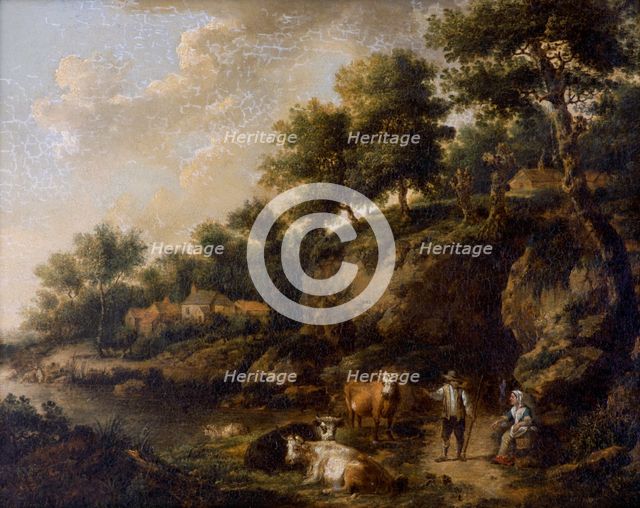 'Landscape with Cowherd', 18th century. Artist: Henricus Josephus Antoniessen.