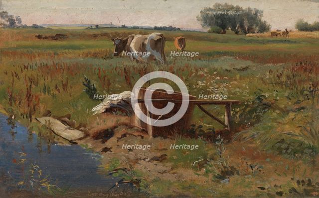 Landscape with Cows, 1844. Creator: Johan Thomas Lundbye.