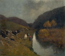 Landscape with Cows, 1880-1900. Creator: Béla Spányi