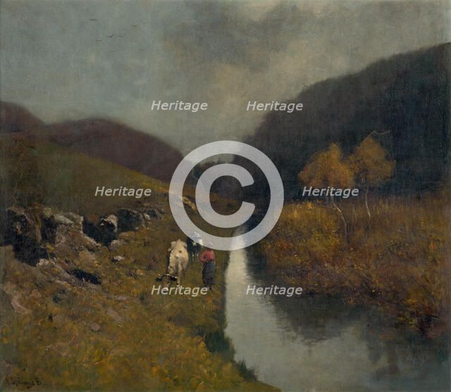 Landscape with Cows, 1880-1900. Creator: Béla Spányi.