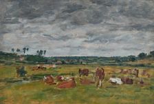 Landscape with Cows, 1881. Creator: Eugene Louis Boudin