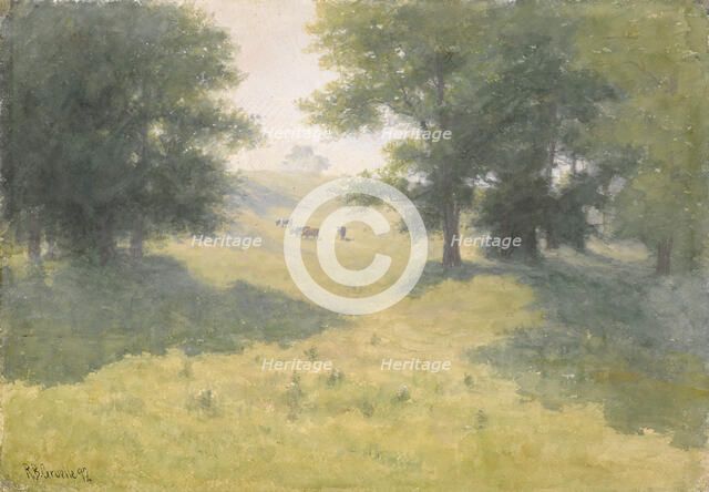 Landscape with Cows and Hillside, 1892. Creator: Richard Gruelle.