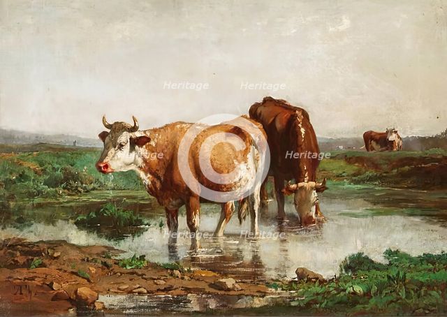 Landscape with Cows, before 1870. Creator: Alexandre Thiollet.