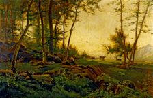 Landscape with cows by Joaquim Vayreda