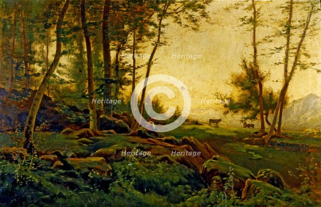  'Landscape with cows' by Joaquim Vayreda.