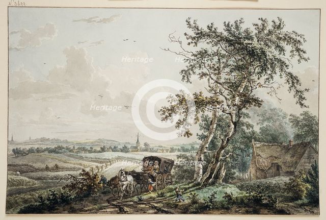 Landscape with Coach, near Hilversum, (1779?). Creators: Egbert van Drielst, Jacob Cats.