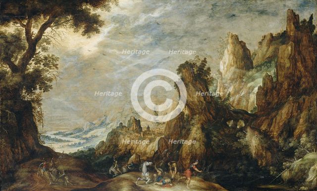 Landscape with Conversion of Saint Paul, 1600-1625. Creator: Kerstiaen de Keuninck.