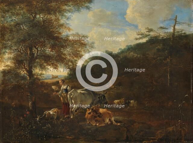 Landscape with cattle, 1649-1653. Creator: Adam Pynacker.
