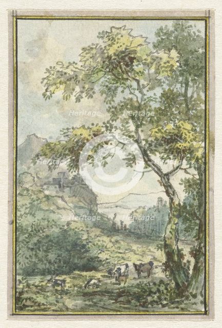Landscape with cattle, 1752-1819. Creators: Juriaan Andriessen, Isaac de Moucheron.