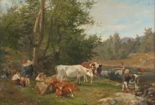 Landscape with Cattle, 1861. Creator: Anders Monsen Askevold