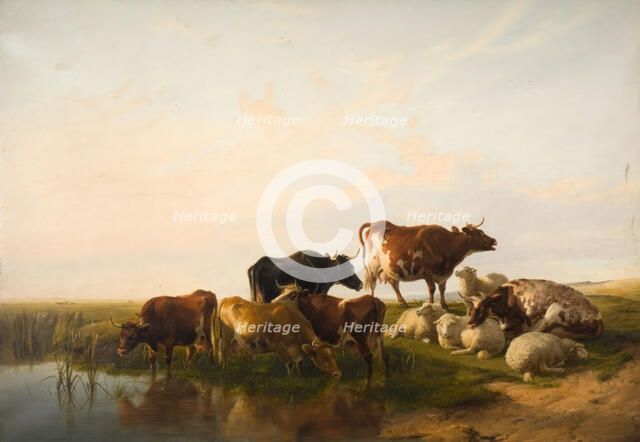 Landscape With Cattle And Sheep, 1872. Creator: Thomas Sidney Cooper.