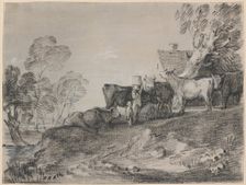 Landscape with Cattle by a Cottage, late 1770s. Creator: Thomas Gainsborough