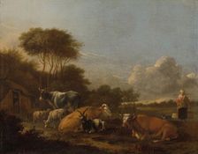Landscape with Cattle, c.1665-1688. Creator: Albert Jansz Klomp