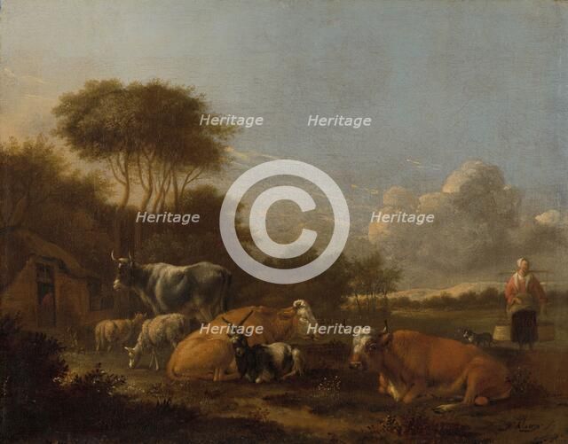 Landscape with Cattle, c.1665-1688. Creator: Albert Jansz Klomp.