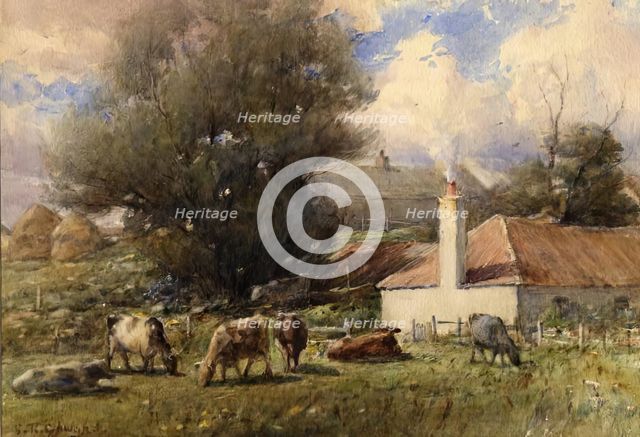 Landscape With Cattle, c1870-1920. Creator: George Russell Gowans.
