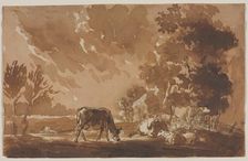 Landscape with Cattle, second or last third 1800s. Creator: Jules Dupré (French, 1811-1889)