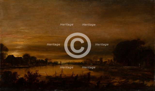 Landscape with Canal at Dusk, c1660-1670. Creator: Aert van der Neer.